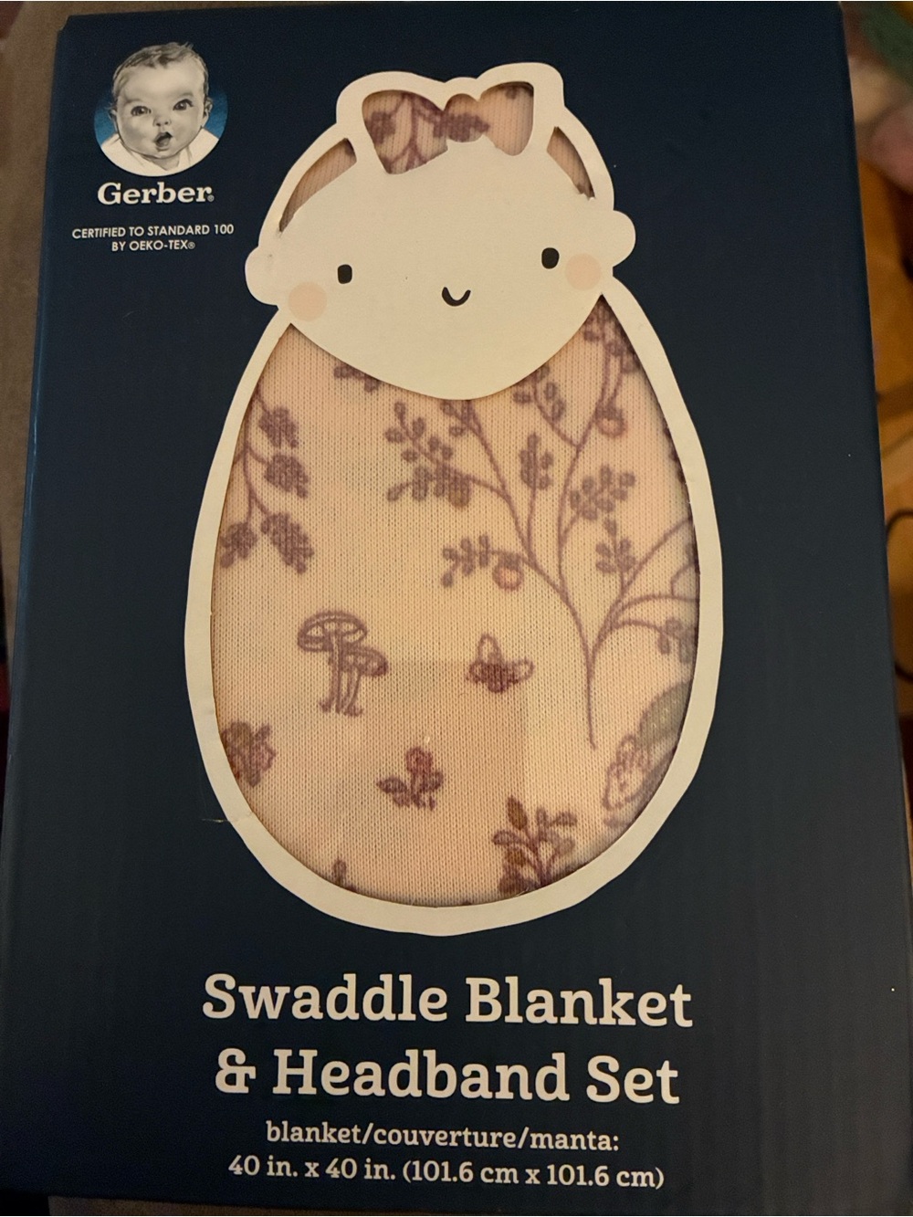 Gerber Pink Floral Swaddle Blanket & Headband Set